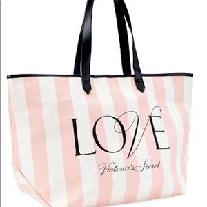 Victoria’s Secret Stripe Tote Pink White